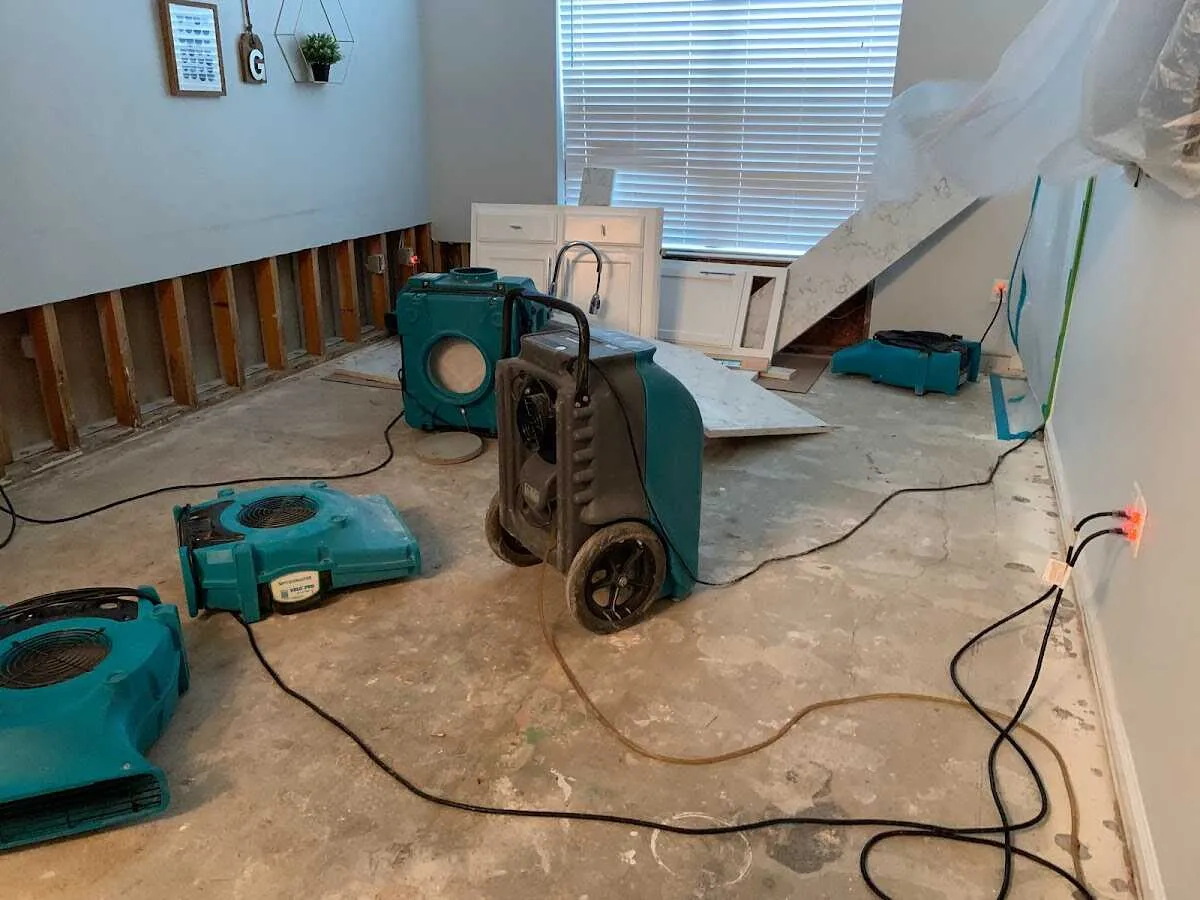 Dehumidifier in flood-cut room for Water Damage Restoration in Ponca City